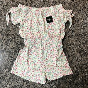 Laura Ashley Ditsy Floral Off the Shoulder Romper Sz L